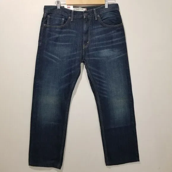 Levis 505 Jeans Men 34x30 Actual 34x29 Regular Fit Straight Blue Denim - Picture 2 of 12